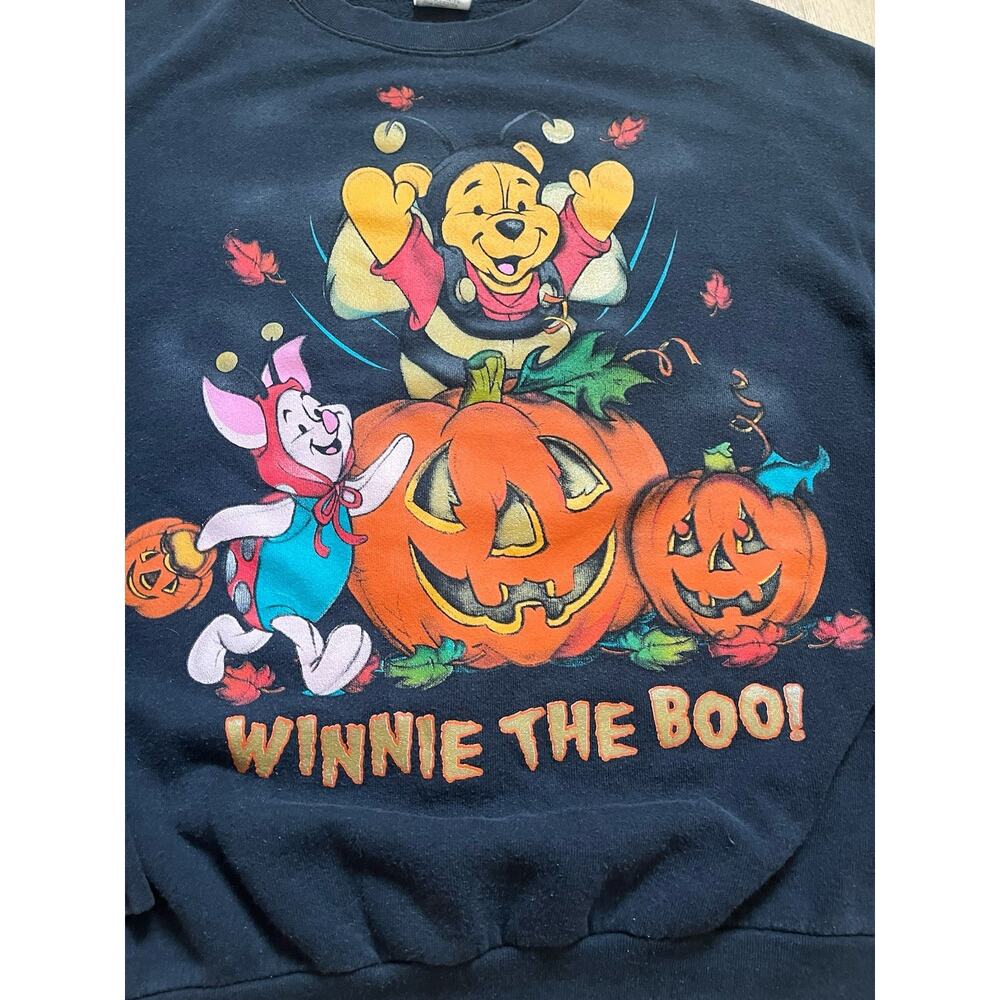 Disney Winnie The Boo Pooh Bear Crewneck Sweater Halloween Vintage L/XL USA MADE - Picture 2 of 6